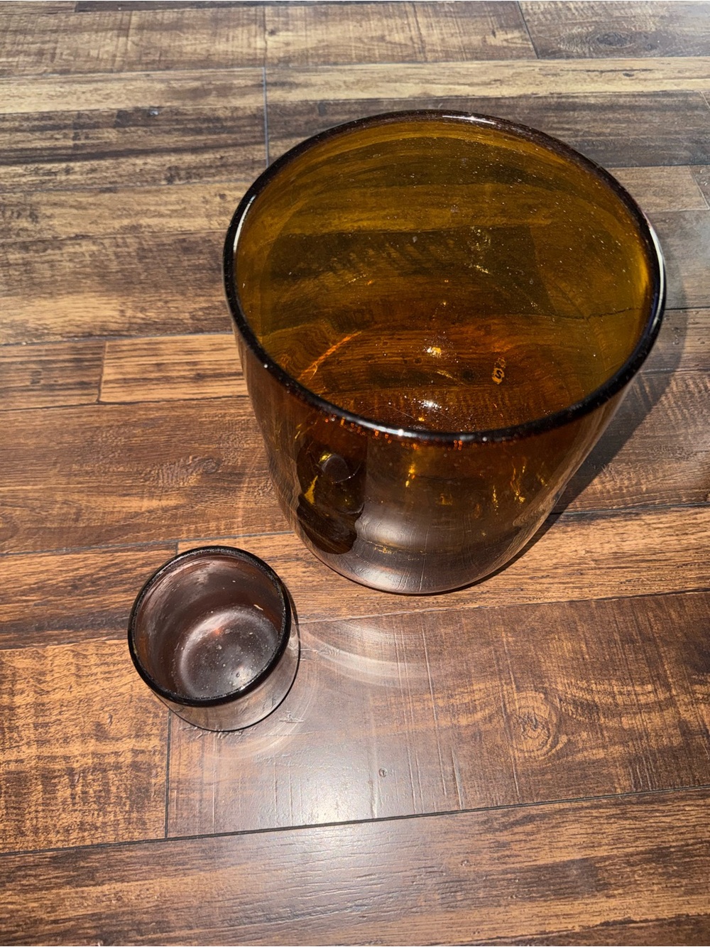 Pottery Barn Amber Glass Vase and Small Glass Tumbler - Amber Home Dining Set